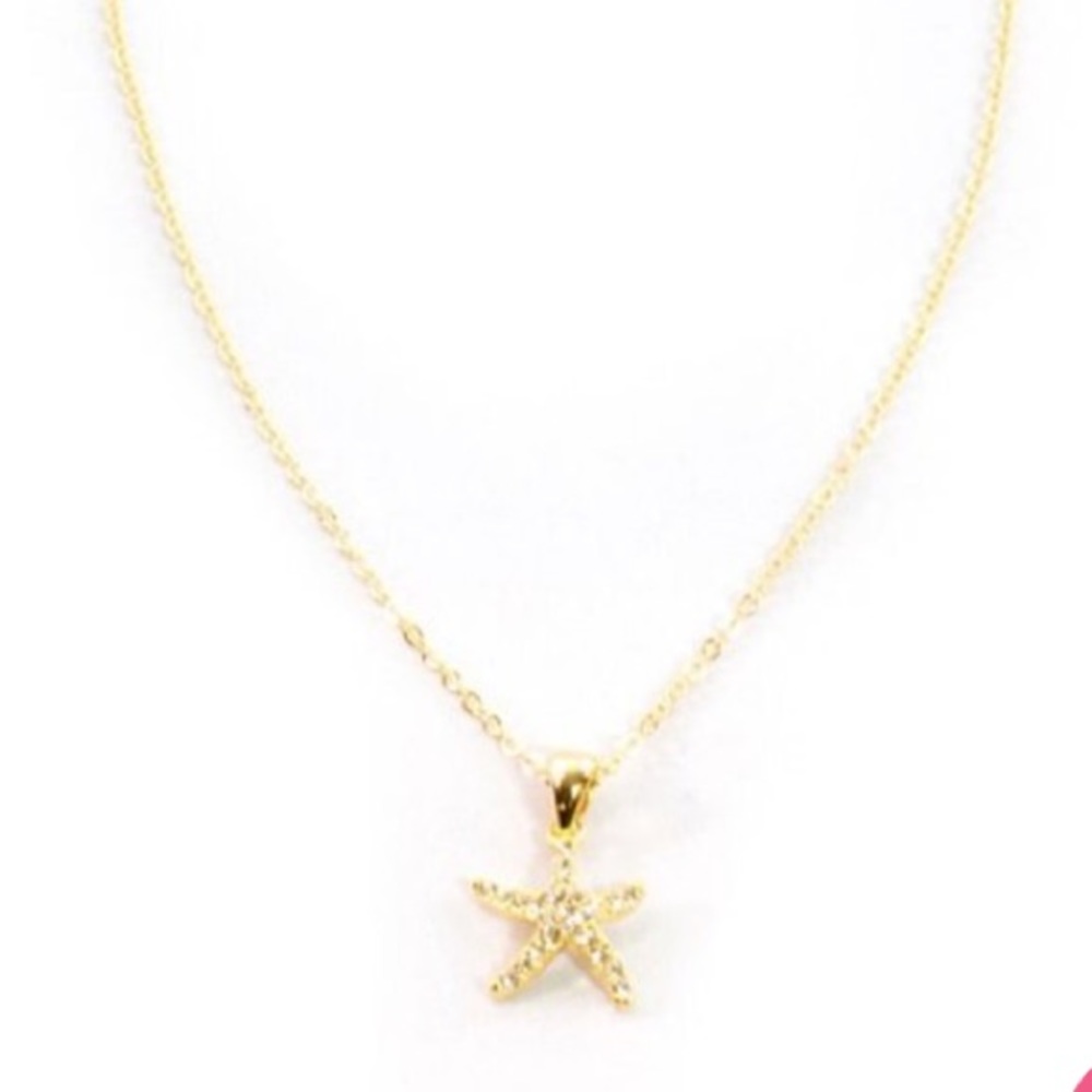 New Rhinestone Starfish Pendant Necklace